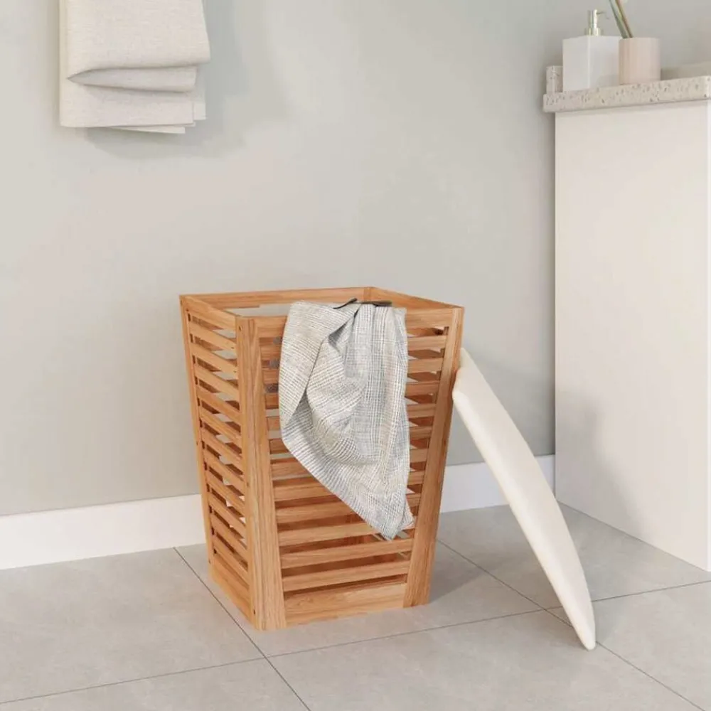 Produits Ménagers-vidaXL Tabouret de salle de bain 40,5x40,5x56 cm Bois massif de noyer