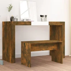 vidaXL Tabouret de toilette Chêne fumé 70x35x45 cm Bois d'ingénierie