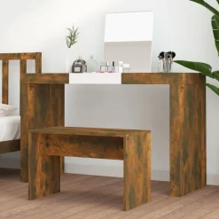 vidaXL Tabouret de toilette Chêne fumé 70x35x45 cm Bois d'ingénierie
