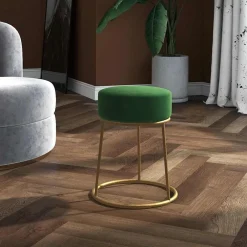 Fauteuils Et Chaises-vidaXL Tabouret rond Vert Velours Vert moutarde