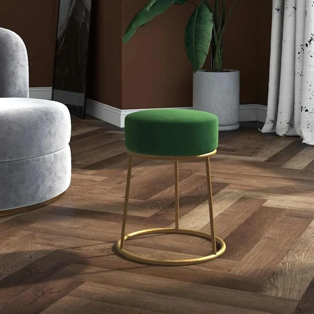Fauteuils Et Chaises-vidaXL Tabouret rond Vert Velours Vert moutarde