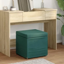 Fauteuils Et Chaises-vidaXL Tabouret 41 x 41 x 40 cm Tissu et bois stratifié Vert foncé