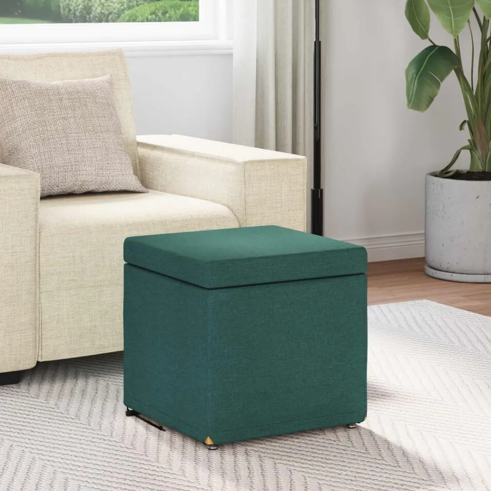 Fauteuils Et Chaises-vidaXL Tabouret 41 x 41 x 40 cm Tissu et bois stratifié Vert foncé