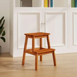 vidaXL Tabouret-escabeau 2 marches 40x38x50 cm Bois d'acacia solide
