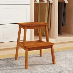 vidaXL Tabouret-escabeau 2 marches 40x38x50 cm Bois d'acacia solide