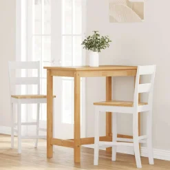 Fauteuils Et Chaises-vidaXL Tabourets de bar 2 pcs blanc bois massif d'hévéa blanc et naturel