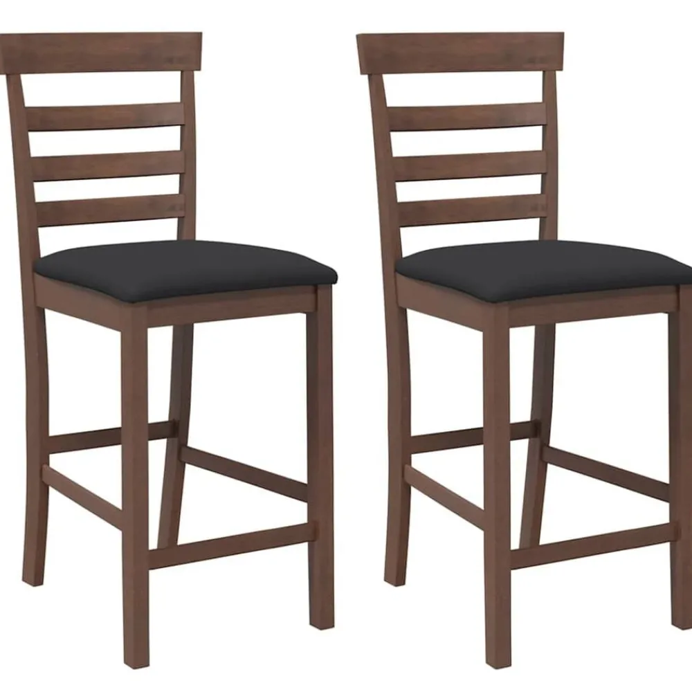 vidaXL Tabourets de bar avec coussins 2 pcs marron bois massif d'hévéa