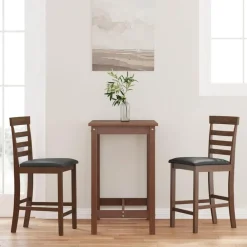 vidaXL Tabourets de bar avec coussins 2 pcs marron bois massif d'hévéa