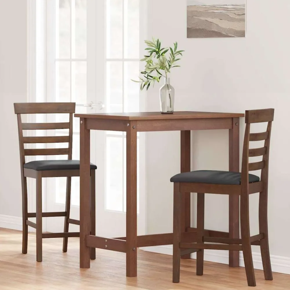 vidaXL Tabourets de bar avec coussins 2 pcs marron bois massif d'hévéa