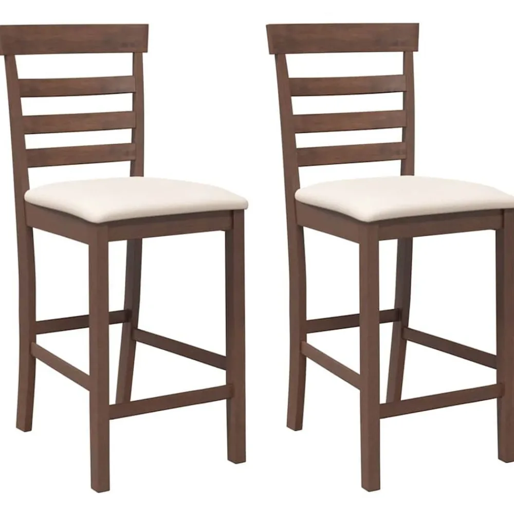 Fauteuils Et Chaises-vidaXL Tabourets de bar avec coussins 2 pcs marron bois massif d'hévéa Marron et clair