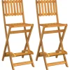 vidaXL Tabourets de bar d'extérieur pliants lot de 2 Bois d'acacia