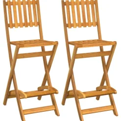 vidaXL Tabourets de bar d'extérieur pliants lot de 2 Bois d'acacia