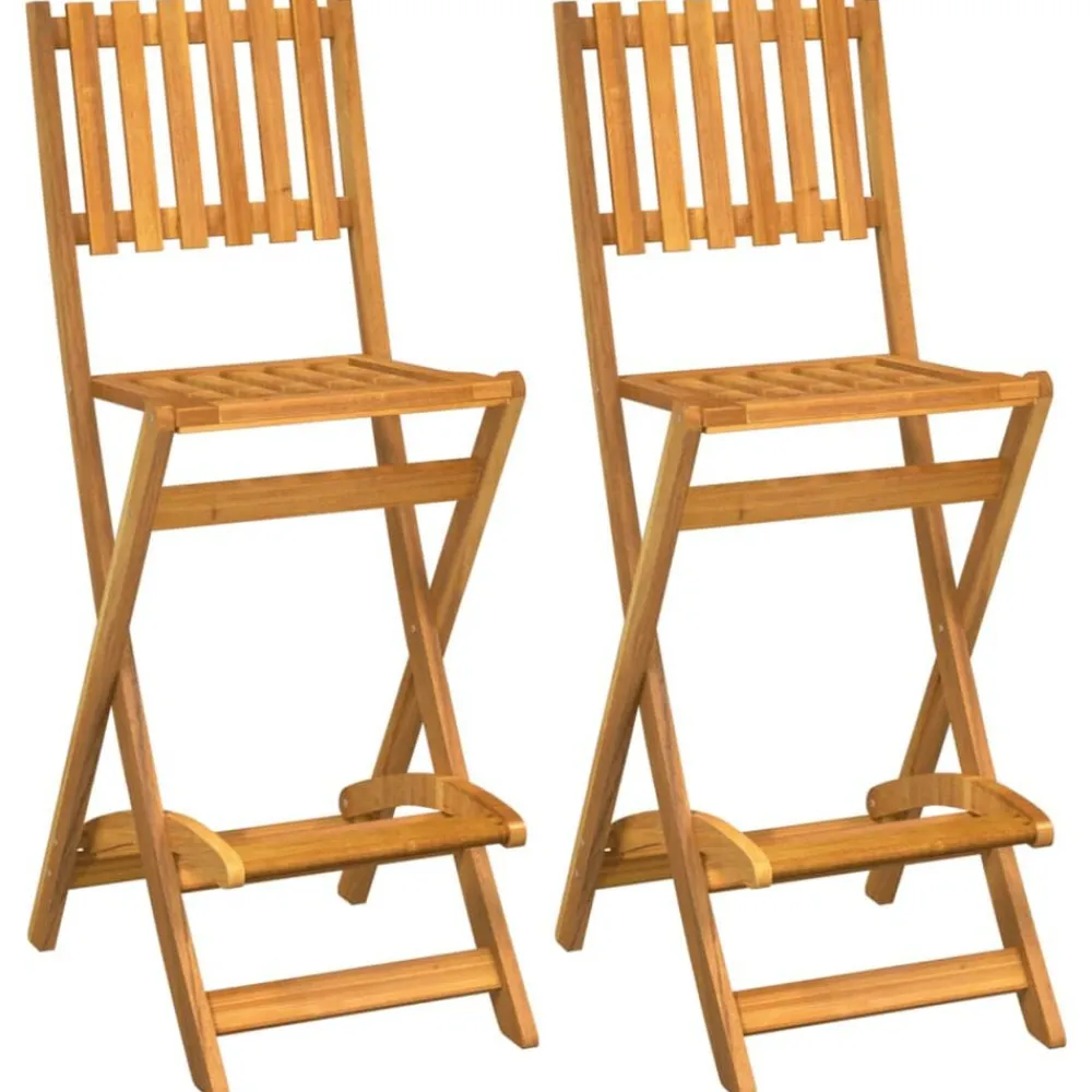 vidaXL Tabourets de bar d'extérieur pliants lot de 2 Bois d'acacia