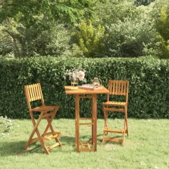 vidaXL Tabourets de bar d'extérieur pliants lot de 2 Bois d'acacia