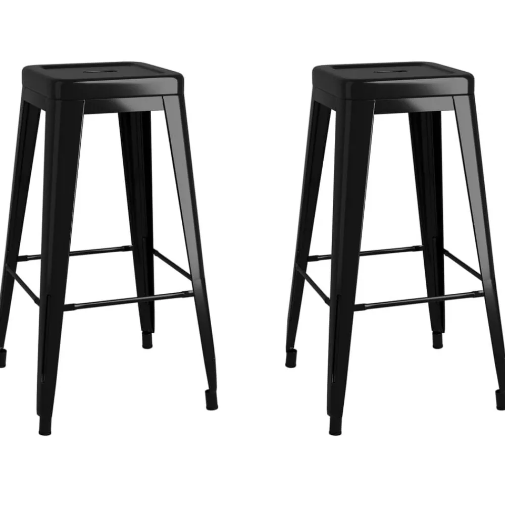 vidaXL Tabourets de bar empilables lot de 2 métal