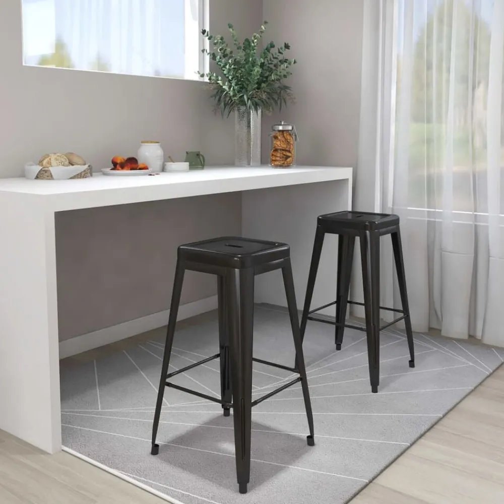 vidaXL Tabourets de bar empilables lot de 2 métal