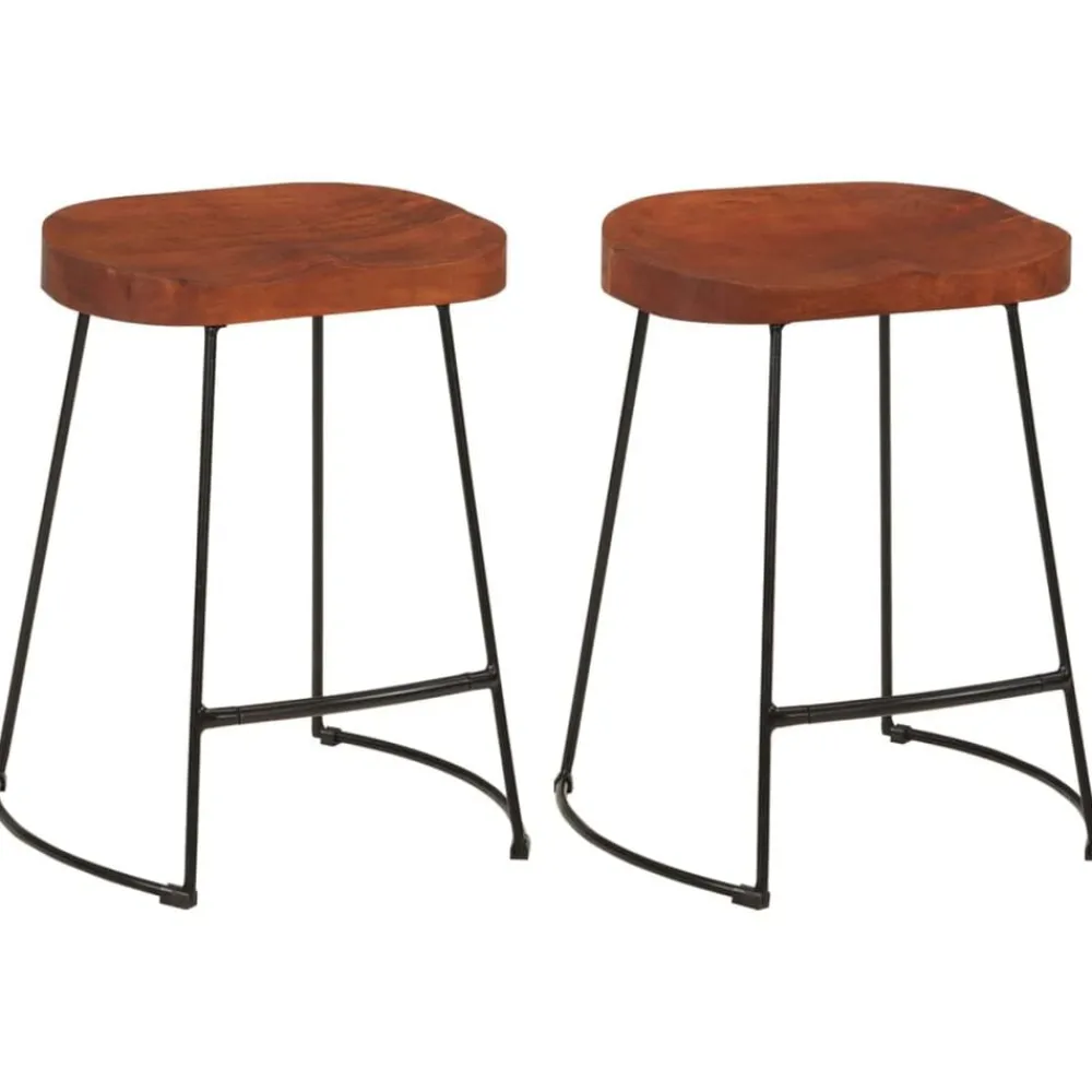 Fauteuils Et Chaises-vidaXL Tabourets de bar Gavin lot de 2 45x38x53cm bois massif manguier Marron