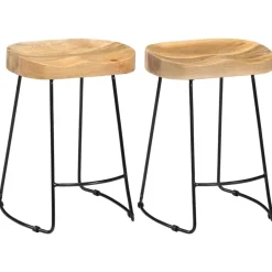 vidaXL Tabourets de bar Gavin lot de 2 bois de manguier solide