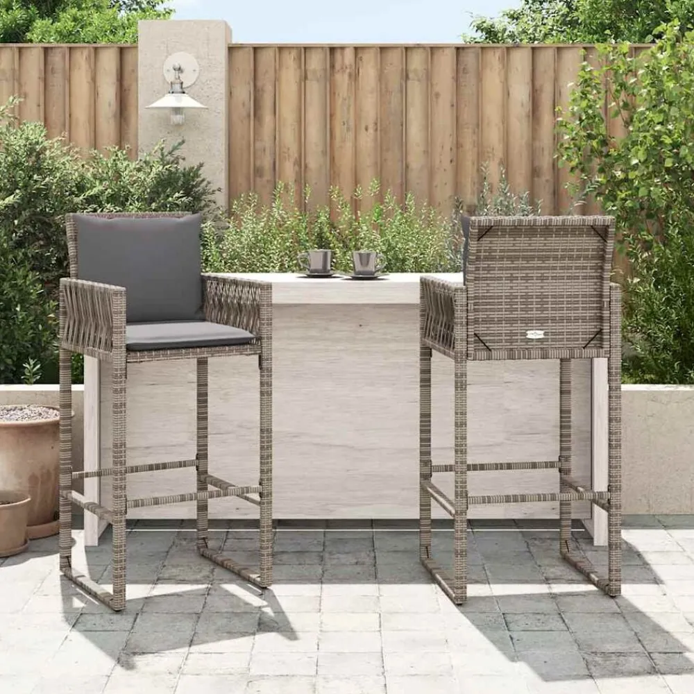 Mobilier De Jardin-vidaXL Tabourets de bar jardin coussins lot de 2 résine tressée Gris