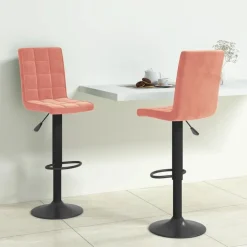 Fauteuils Et Chaises-vidaXL Tabourets de bar lot de 2 velours Rose