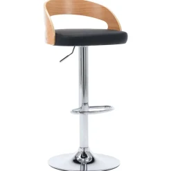 vidaXL Tabourets de bar lot de 2 noir similicuir et bois courbé