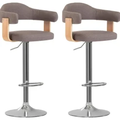Fauteuils Et Chaises-vidaXL Tabourets de bar lot de 2 bois courbé et tissu Taupe