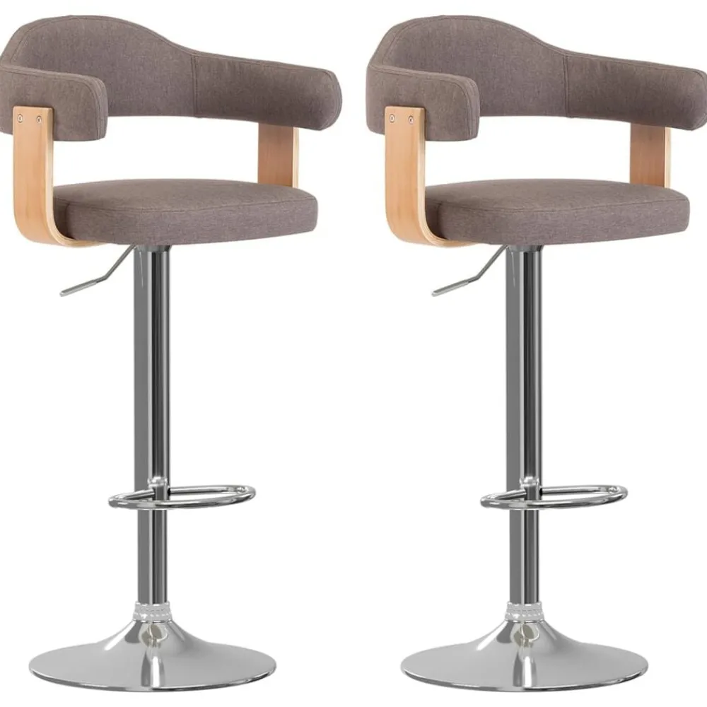 Fauteuils Et Chaises-vidaXL Tabourets de bar lot de 2 bois courbé et tissu Taupe