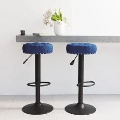 Fauteuils Et Chaises-vidaXL Tabourets de bar lot de 2 velours Bleu