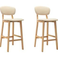 Fauteuils Et Chaises-vidaXL Tabourets de bar lot de 2 crème tissu Crème
