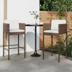 vidaXL Tabourets de bar lot de 2 avec coussins résine tressée