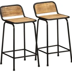 vidaXL Tabourets de bar lot de 2 bois massif manguier brut