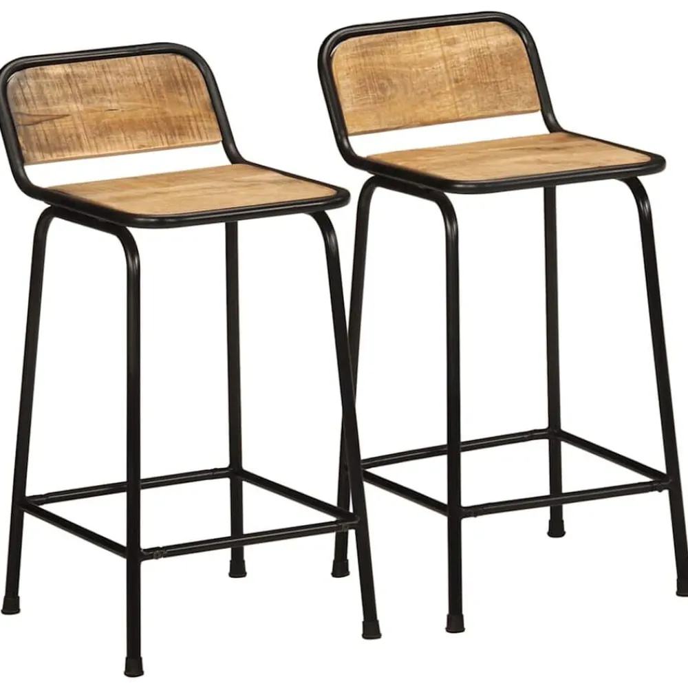 vidaXL Tabourets de bar lot de 2 bois massif manguier brut