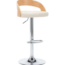 Fauteuils Et Chaises-vidaXL Tabourets de bar lot de 2 crème similicuir et bois courbé crème et marron clair