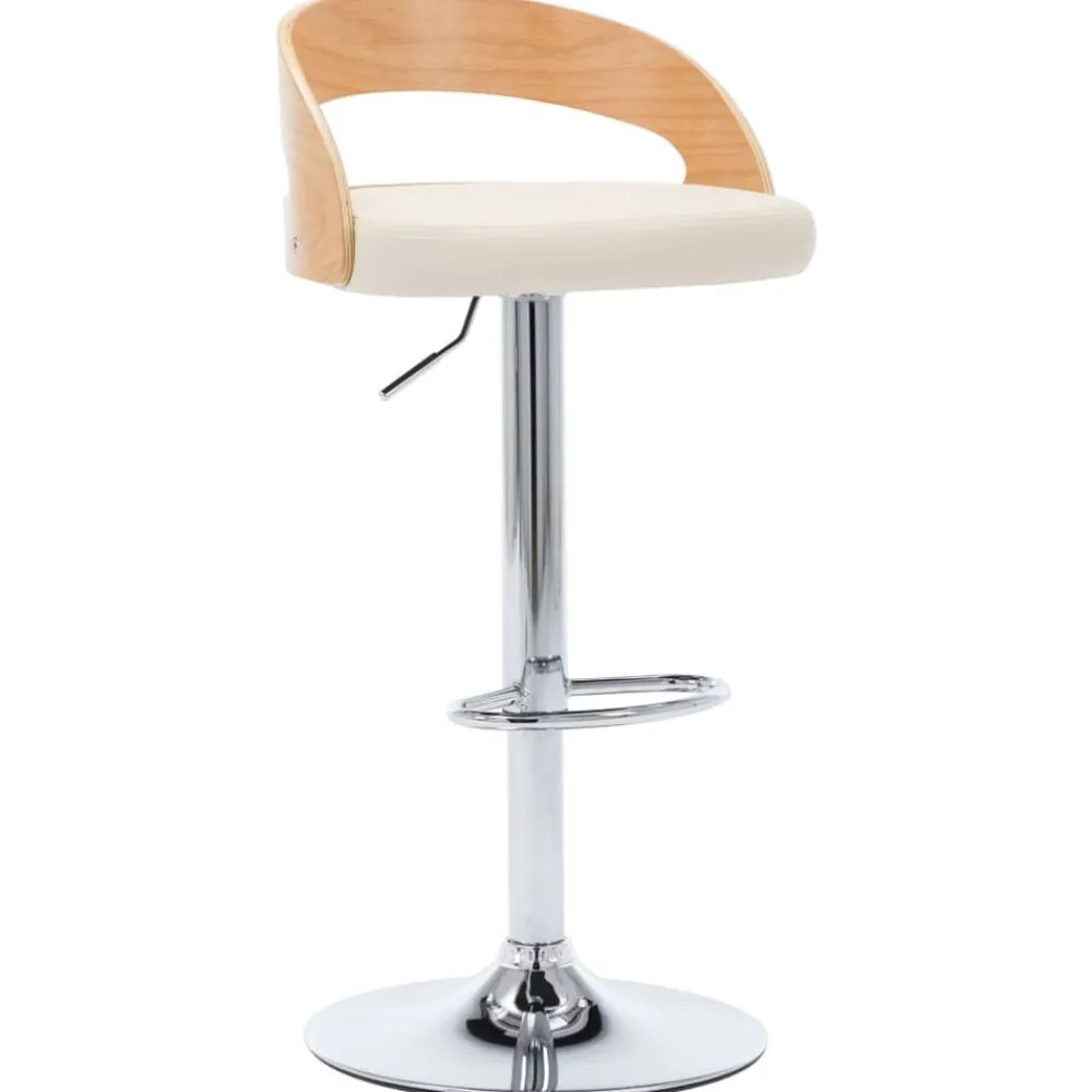 Fauteuils Et Chaises-vidaXL Tabourets de bar lot de 2 crème similicuir et bois courbé crème et marron clair