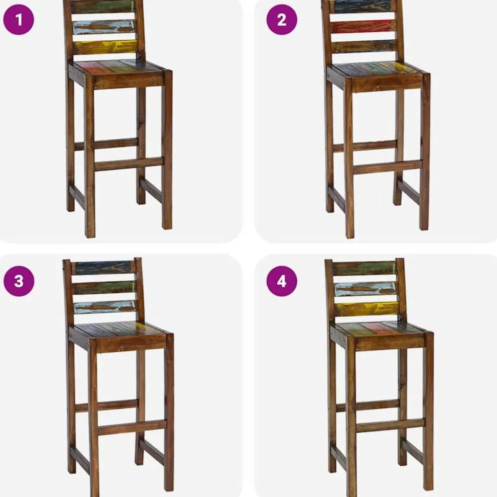 vidaXL Tabourets de bar lot de 2 bois massif de récupération