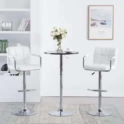 Fauteuils Et Chaises-vidaXL Tabourets de bar lot de 2 similicuir Blanc