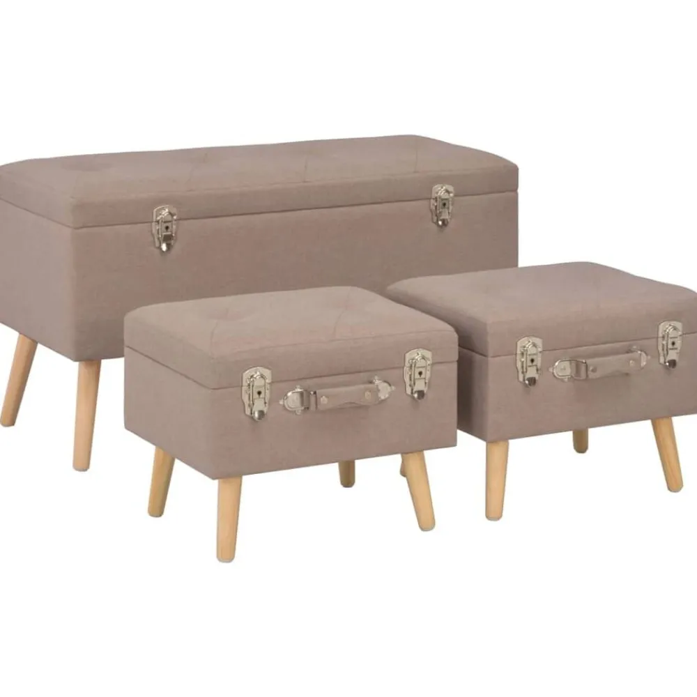 vidaXL Tabourets de rangement lot de 3 Tissu
