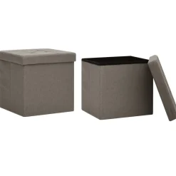 vidaXL Tabourets de rangement pliables lot de 2 faux lin