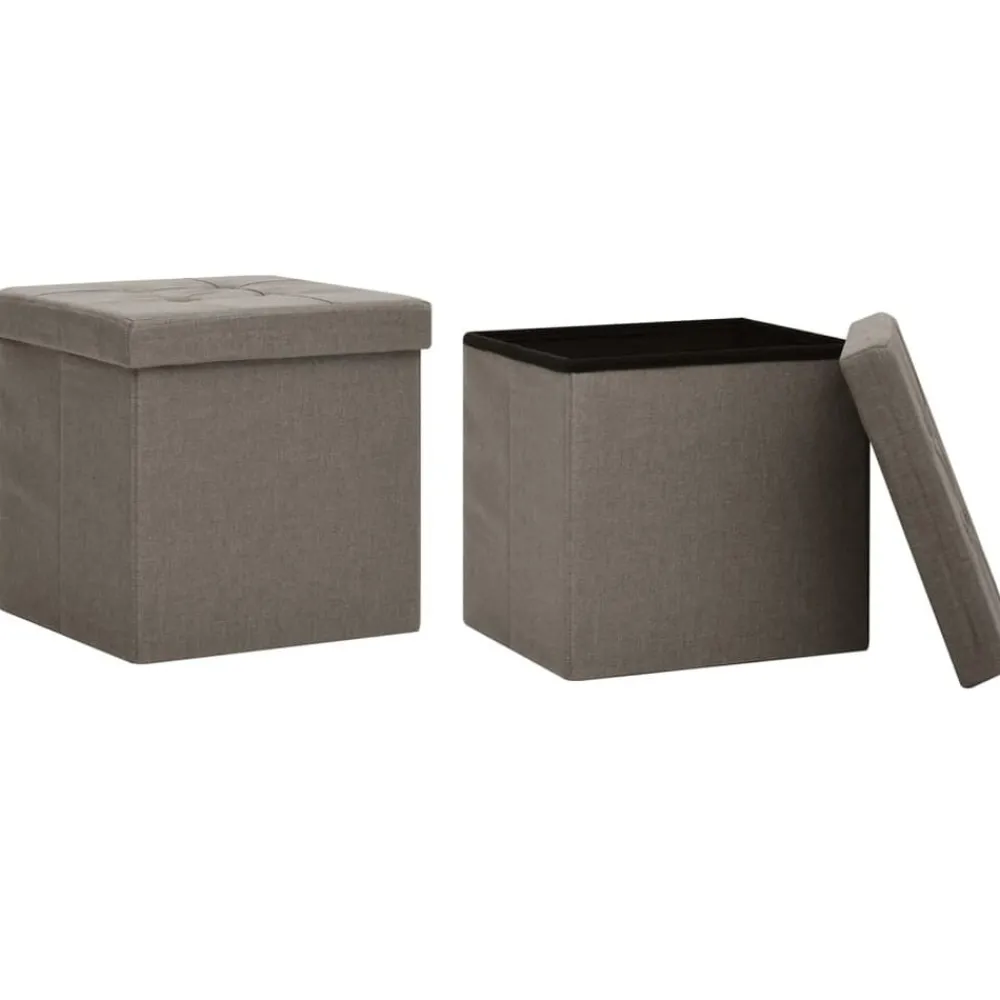 vidaXL Tabourets de rangement pliables lot de 2 faux lin