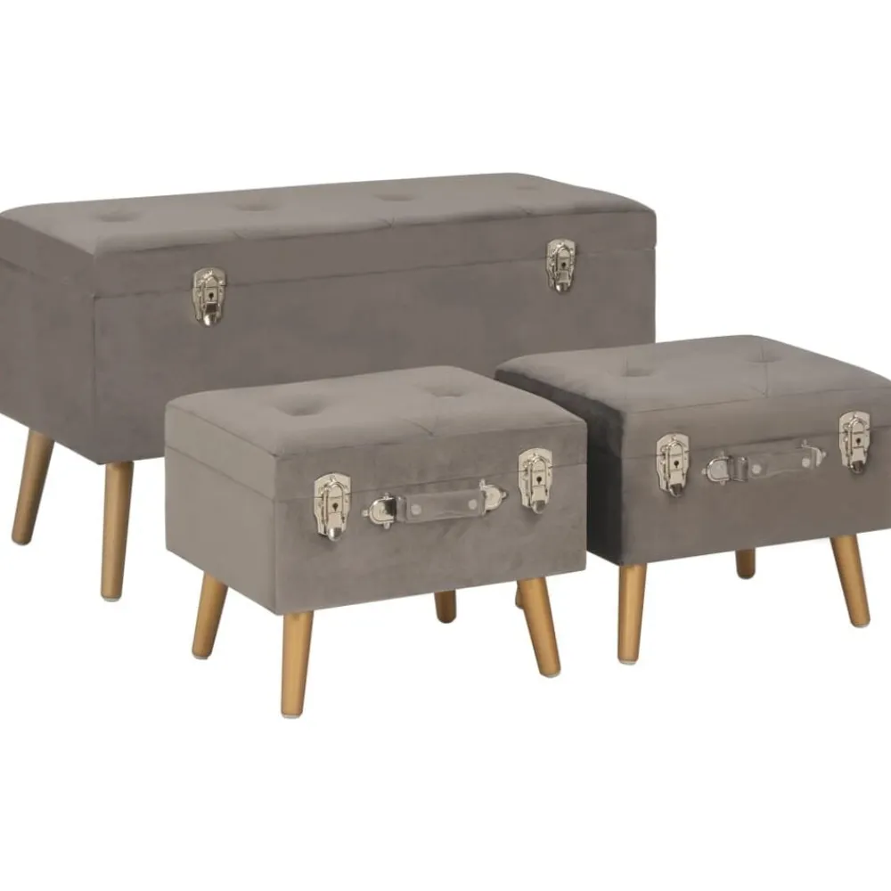 vidaXL Tabourets de rangement lot de 3 Velours