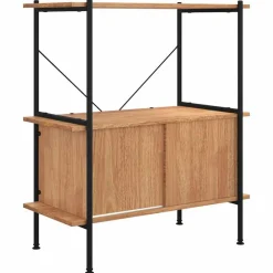 vidaXL Étagère à 3 niveaux armoire 80x40x92 cm Acier bois d'ingénierie