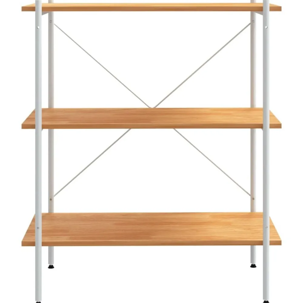 Étagères-vidaXL Étagère à 3 niveaux Blanc et chêne 80x40x92 cm blanc et ch&ecirc;ne