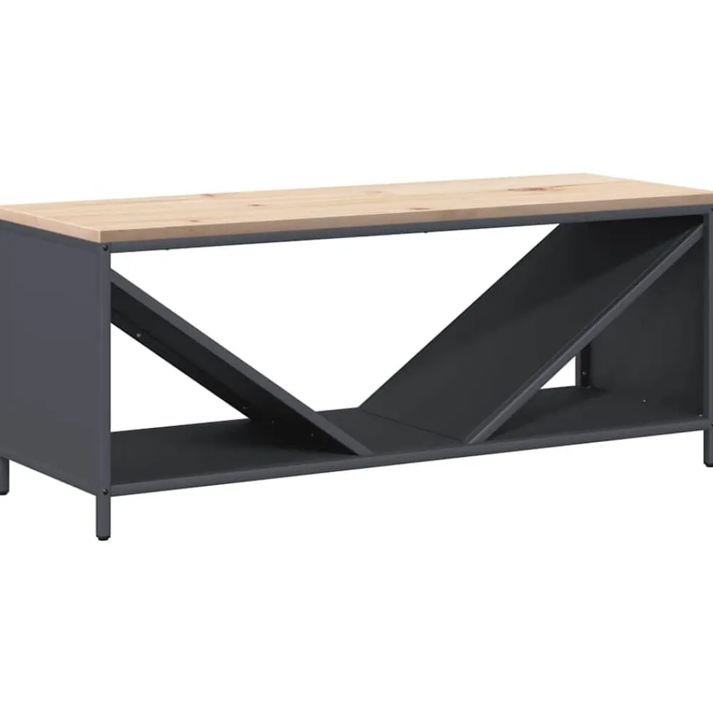 Accessoires Pour Cheminées & Poêles À Bois-vidaXL Étagère à bois de chauffage avec plateau en bois Anthracite
