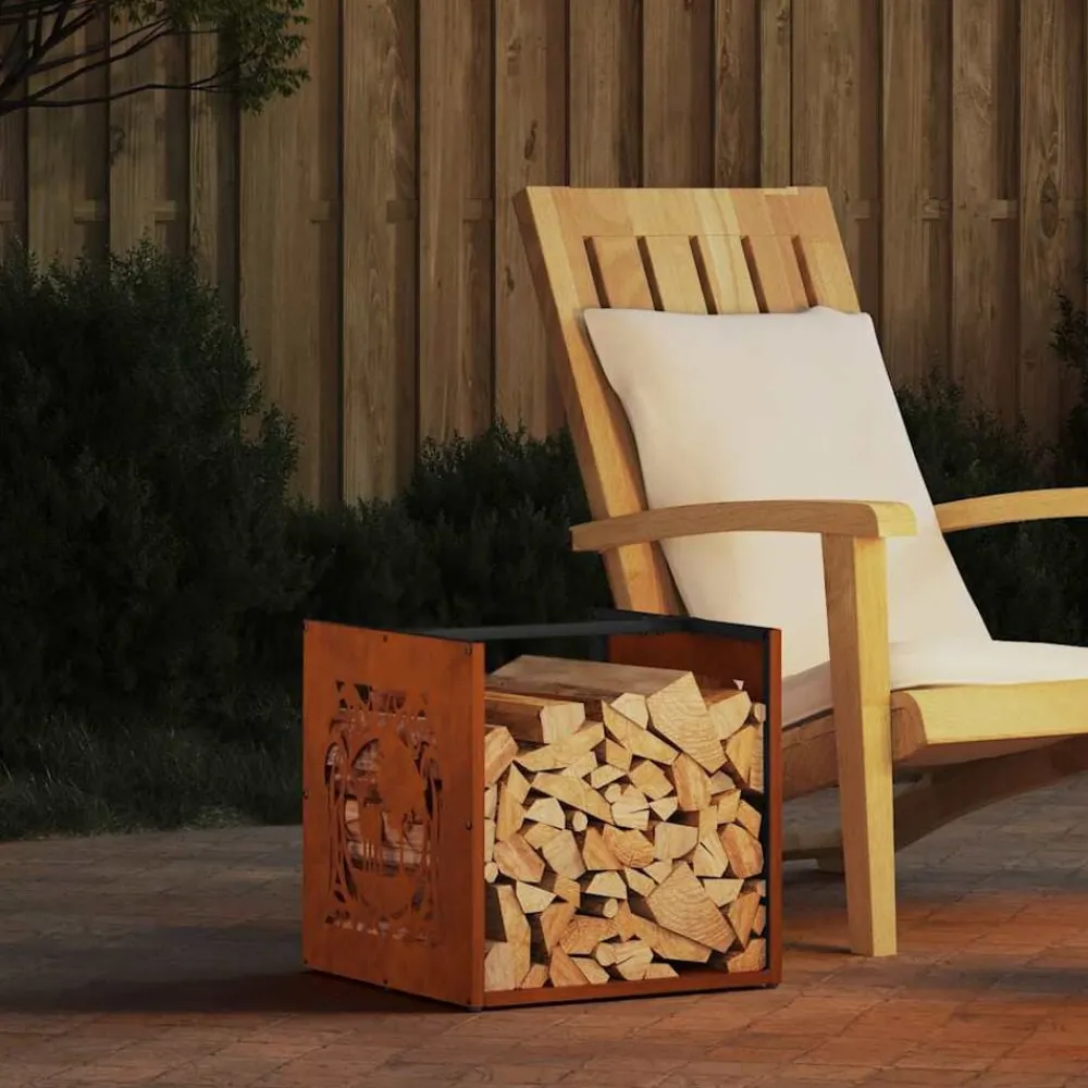 Accessoires Pour Cheminées & Poêles À Bois-vidaXL Étagère à bois 40x40x40 cm Acier résistant aux intempéries