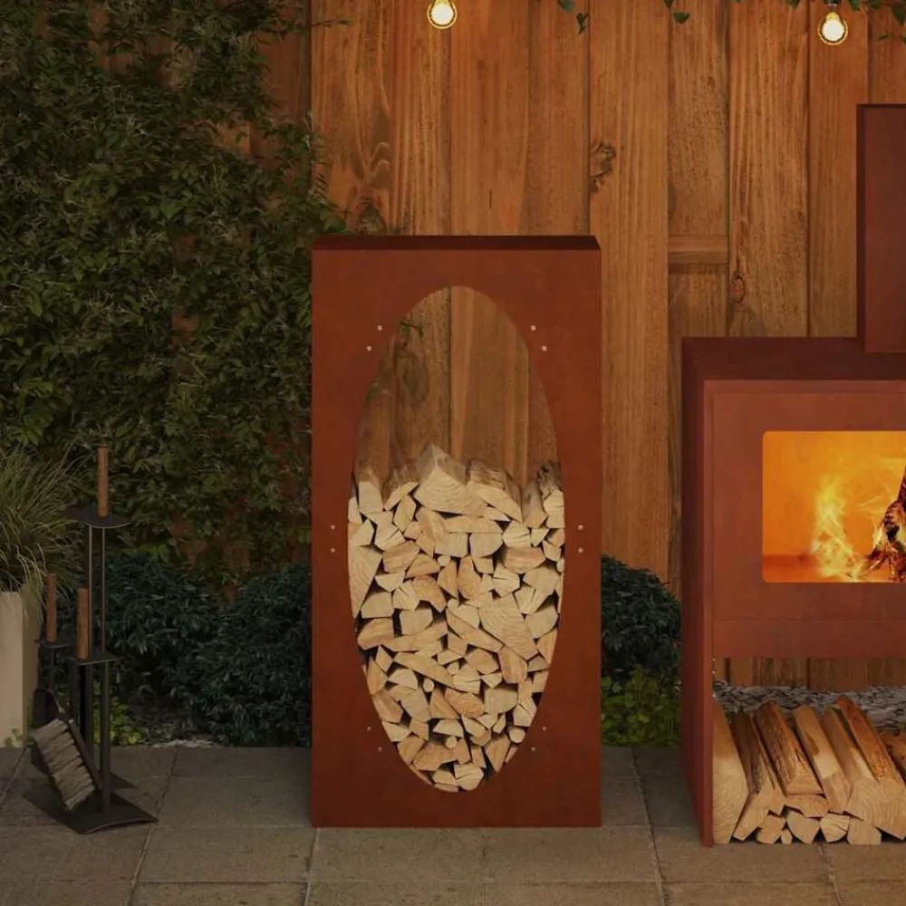 Accessoires Pour Cheminées & Poêles À Bois-vidaXL Étagère à bois 50x23x100 cm Acier résistant aux intempéries