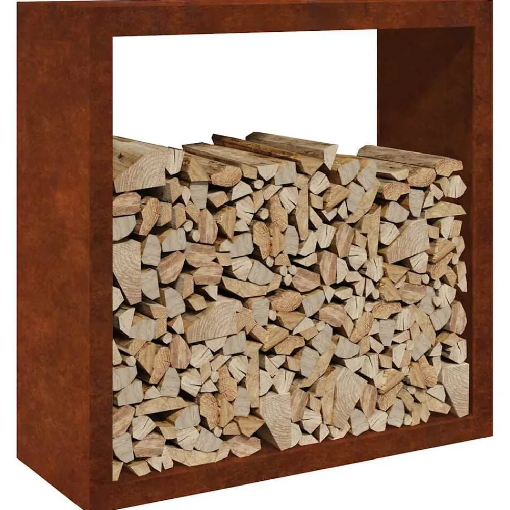 Accessoires Pour Cheminées & Poêles À Bois-vidaXL Étagère à bois 100x40x100 cm acier résistant aux intempéries Acier résistant aux intempéries/Marron