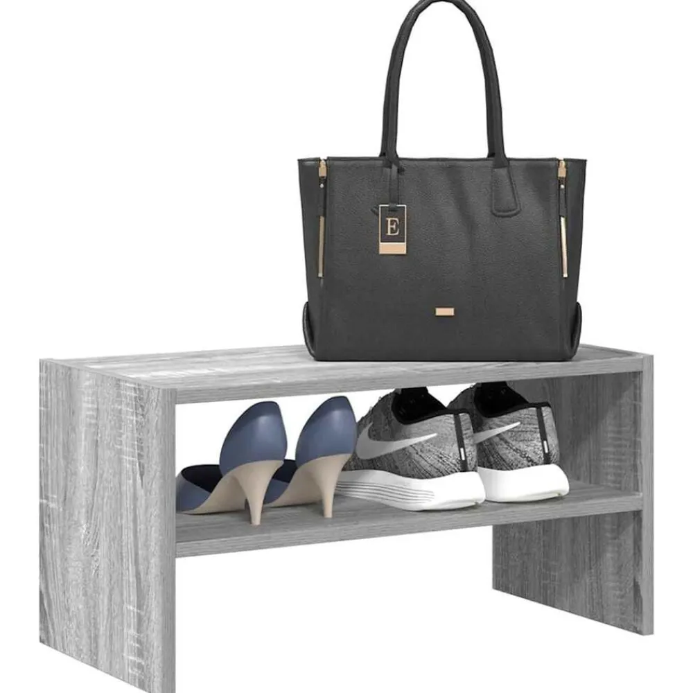 Produits Ménagers-vidaXL Étagère à chaussures empilable 60x30x30,5 cm Sonoma gris
