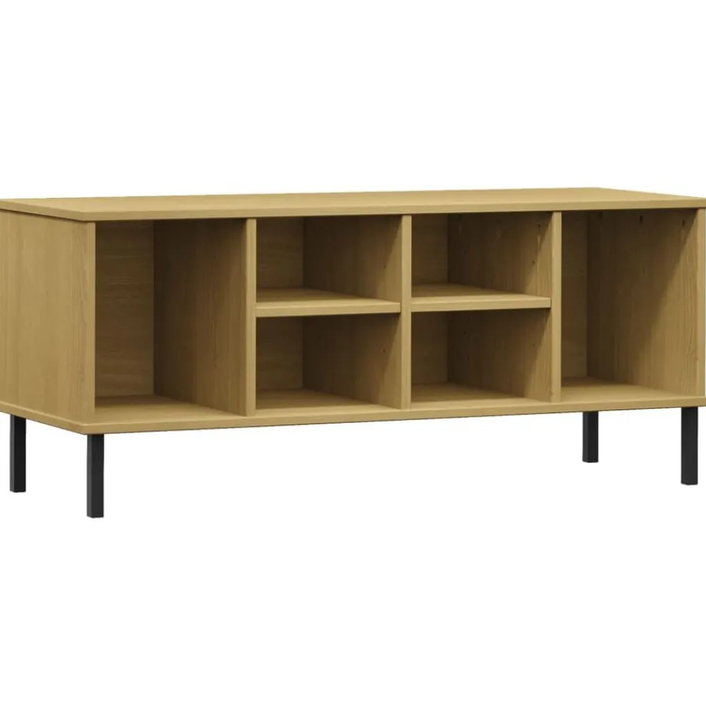 vidaXL Étagère à chaussures pieds en métal Brun 106x35x45 cm Bois OSLO