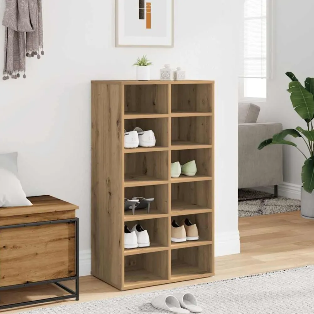 Produits Ménagers-vidaXL Étagère à chaussures chêne artisanal bois d'ingénierie chêne artisanal
