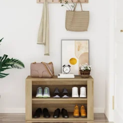 Produits Ménagers-vidaXL Étagère à chaussures Chêne sonoma 75x35x45 cm Bois d'ingénierie Ch&ecirc;ne sonoma